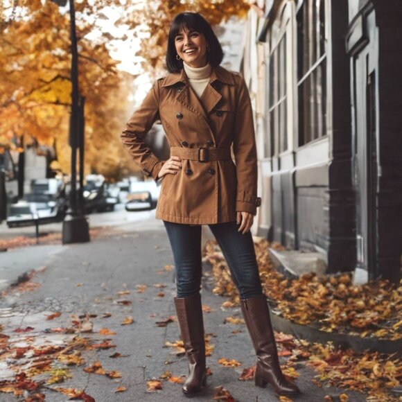 Express Trench Double Breasted Peacoat Mid-Length Long Sleeve Windbreaker Jacket - Picture 2 of 12